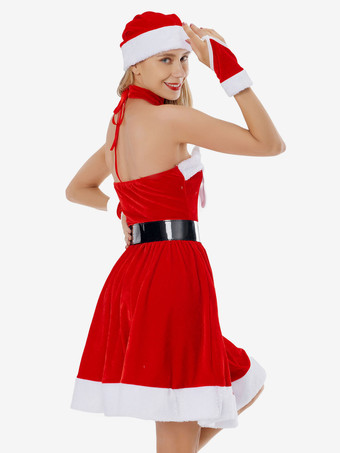女性のクリスマスレッドドレスクリスマスホリデーコスチューム