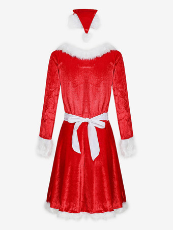 女性のクリスマスレッドドレスクリスマスホリデーコスチューム