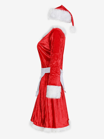 女性のクリスマスレッドドレスクリスマスホリデーコスチューム