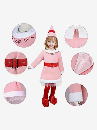 クリスマスガールコスプレキッドピンクエルフコスチューム