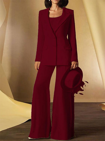 バーガンディーブライダルマザードレス ジュエルネック 長袖 シースボタン 床長さのゲストドレス 結婚式用