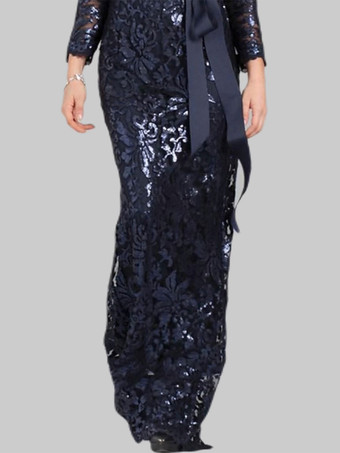 Abendkleid Etui-Stil Bateau-Ausschnitt Pailletten bodenlang Schleifen Festzug-Kleider