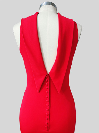 イブニングドレス マーメイド ハイカラー ストレッチクレープ マキシレングスボタン フォーマルパーティードレス