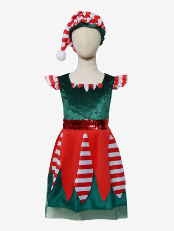 レッド＋ホワイトキッドクリスマスコスプレクリスマスエルフコスプレ衣装