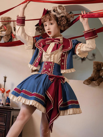 アイドル服 ロリータ ブラウス エクリュ ホワイト ロリータ トップ 長袖 リボン ロリータ シャツ