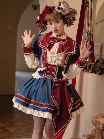 アイドル服 ロリータ ブラウス エクリュ ホワイト ロリータ トップ 長袖 リボン ロリータ シャツ