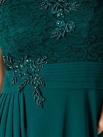 マザードレス ジュエルネック ノースリーブ Aライン レース ウェディングゲストドレス