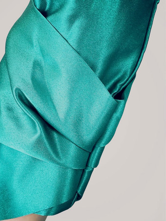 イブニングドレス Aライン Vネック 七分袖 ジッパー プリーツ サテン生地 社交ページェントドレス