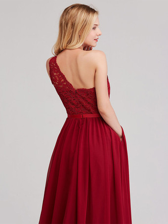 ブライドメイドドレス Aライン マキシレングス ジッパー シフォン フォーマルガウン