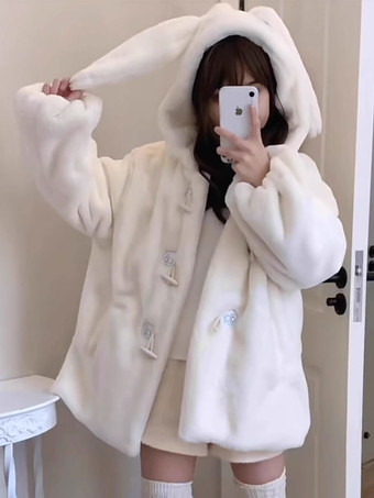 スイート ロリータ コート エクリュ ホワイト オーバーコート ショート プラッシュ 秋ロリータ アウター