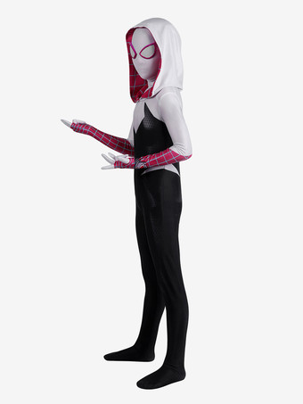 À travers le costume de cosplay Spider-Verse Kid Gwen
