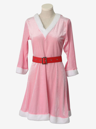 ボディコン クリスマス ピンク 靴 ドレス 帽子 ポリエステル オンブル クリスマス ホリデー コスチューム