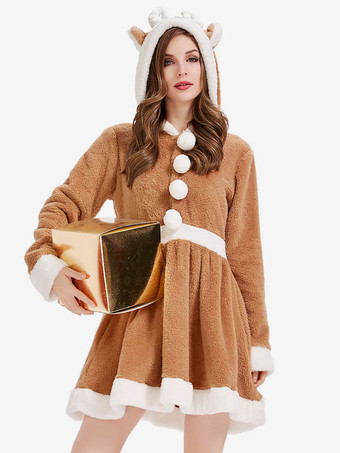 ボディコン クリスマス カーキ ドレス ポリエステル ツートンカラー クリスマス ホリデー コスチューム