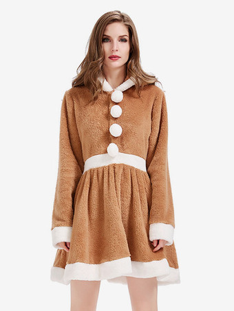 ボディコン クリスマス カーキ ドレス ポリエステル ツートンカラー クリスマス ホリデー コスチューム