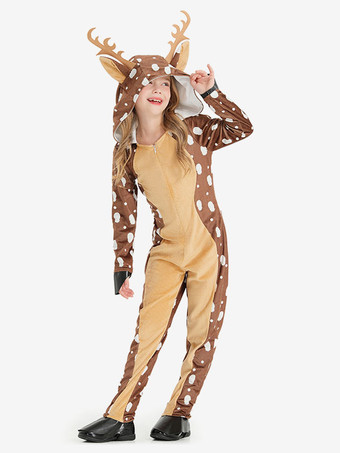 ワンピース パジャマ 着ぐるみ クリスマス 子供用 ポリエステル フード付き ジャンプスーツ