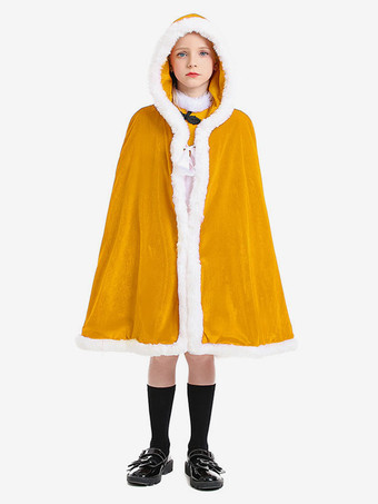 イエロートップ クリスマス レッド マント ポリエステル ツートンカラー クリスマス ホリデー コスチューム