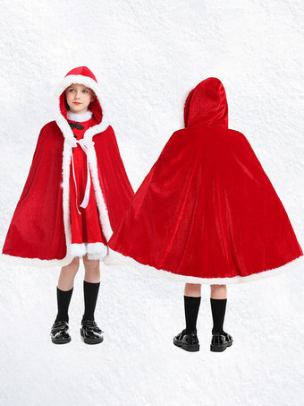トップ クリスマス レッド マント ポリエステル ツートンカラー クリスマス ホリデー コスチューム