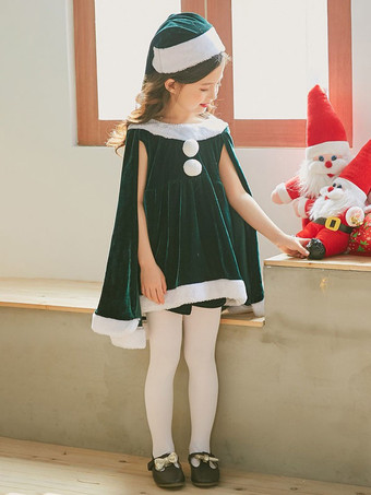 グリーン セット クリスマス レッド ドレス帽子パンツ ポリエステル ツートンカラー クリスマス ホリデー コスチューム