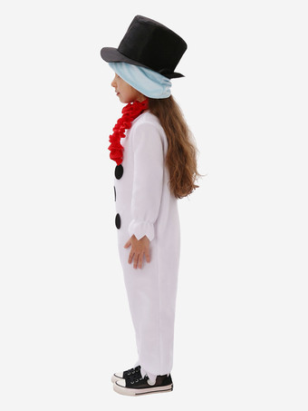 セット クリスマス ホワイト スカーフ ジャンプスーツ 帽子 ポリエステル 水玉模様 クリスマス ホリデー コスチューム