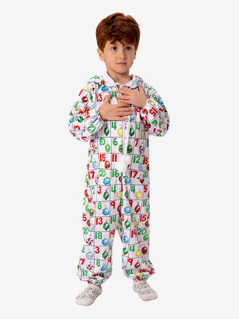 ジャンプスーツ クリスマス ホワイト ジャンプスーツ ポリエステル アートワーク クリスマス ホリデー コスチューム