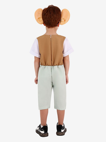 キッズ ハロウィン コスチューム ライトブラウン クリスマス ポリエステル セット 子供用 メガネ ジャンプスーツ