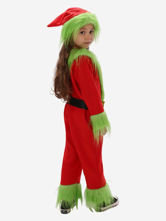 セットクリスマスレッドサッシュジャンプスーツ帽子ポリエステルツートンカラークリスマスホリデーコスチューム