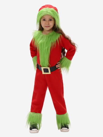 セットクリスマスレッドサッシュジャンプスーツ帽子ポリエステルツートンカラークリスマスホリデーコスチューム