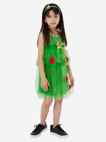 セット クリスマス グリーン帽子ドレス ポリエステル水玉クリスマス ホリデー コスチューム
