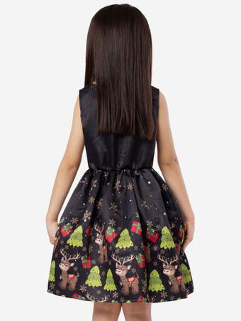 ブラック クリスマス ドレス ポリエステル クリスマス パターン クリスマス ホリデー コスチューム