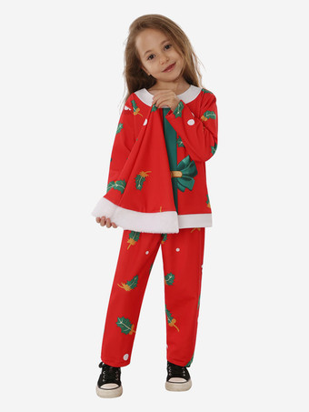 セット クリスマス赤い帽子パンツ トップ ポリエステル花柄クリスマス ホリデー コスチューム
