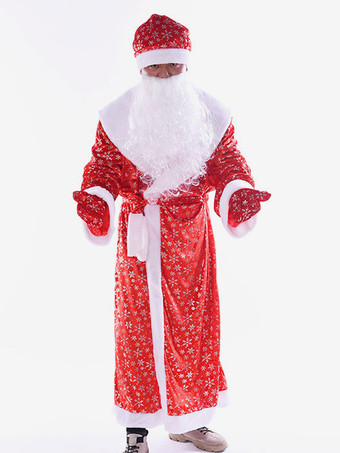 クリスマス赤ひげオーバーコート帽子ポリエステル カラーブロック クリスマス ホリデー コスチュームを設定します。