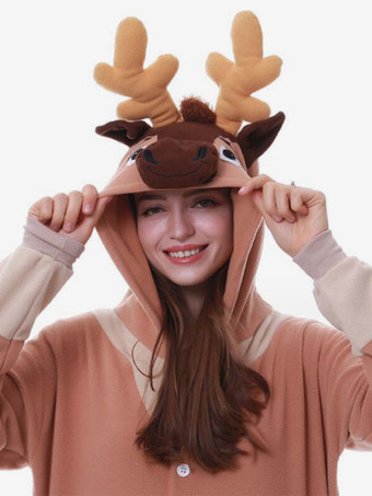 着ぐるみパジャマ クリスマス 大人用 コーヒーブラウン ポリエステル ジャンプスーツ 着ぐるみコスチューム