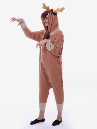 着ぐるみパジャマ クリスマス 大人用 コーヒーブラウン ポリエステル ジャンプスーツ 着ぐるみコスチューム