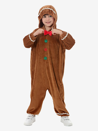 ブラウン ジャンプスーツ クリスマス コーヒーブラウン ジャンプスーツ ポリエステル 水玉模様 クリスマスホリデーコスチューム