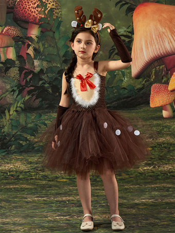 ブラウン セット クリスマス コーヒー ブラウン帽子手袋ドレス ポリエステル ツートンカラー クリスマス ホリデー コスチューム