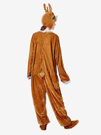 着ぐるみパジャマ クリスマス 大人用 コーヒーブラウン ポリエステル帽子 ジャンプスーツ 着ぐるみコスチューム