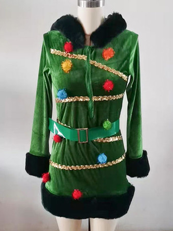 女性用 クリスマス ボディコン グリーン ドレス ポリエステル カラーブロック クリスマス ホリデー コスチューム