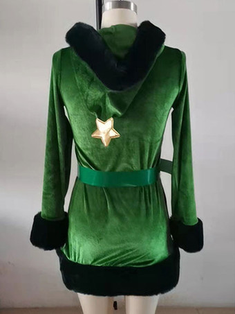 女性用 クリスマス ボディコン グリーン ドレス ポリエステル カラーブロック クリスマス ホリデー コスチューム