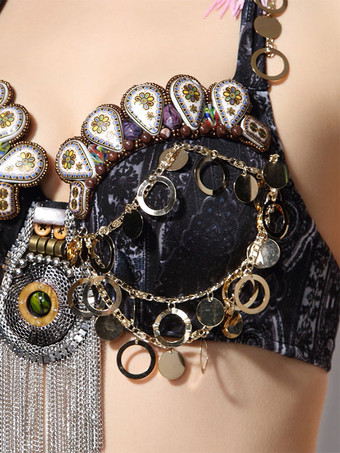 Haut de danse du ventre noir ensemble de noël Sexy pour adultes vêtements de danse du ventre en Polyester pour femmes