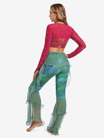 ベリーダンス パンツ 大人用 パープル クリスマス セット ポリエステル セクシー 女性 パフォーマンス コスチューム