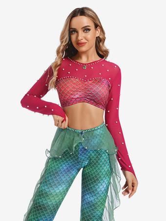 ベリーダンス パンツ 大人用 パープル クリスマス セット ポリエステル セクシー 女性 パフォーマンス コスチューム