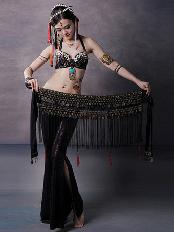 ブラック ベリーダンス ウエスト チェーン 大人のフリンジ レッド ハロウィン アクセサリー ポリエステル セクシーな女性のパフォーマンス衣装