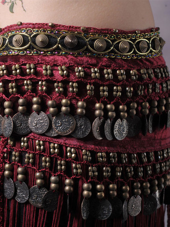 ベリーダンス ウエスト チェーン 大人のフリンジ レッド ハロウィン アクセサリー ポリエステル セクシーな女性のパフォーマンス衣装