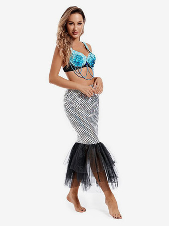 ベリーダンスブラジャー大人のブルーおとぎ話セットポリエステルセクシーなベリーダンスウェア女性のための