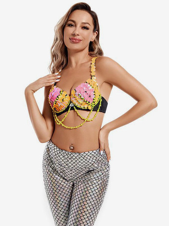 ベリーダンス パンツ 大人用 シルバー ハロウィン セット ポリエステル セクシー 女性 ダンスウェア