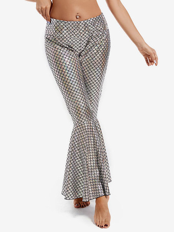 ベリーダンス パンツ 大人用 シルバー ハロウィン セット ポリエステル セクシー 女性 ダンスウェア