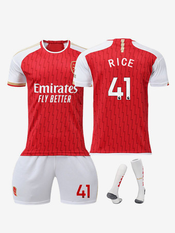 Camiseta Arsenal FC No 41 RICE Home 23/24 3 Piezas para Adultos y Niños