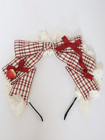スウィートロリータアクセサリー 赤白リボン チェック柄アクセサリー ポリエステル繊維 その他