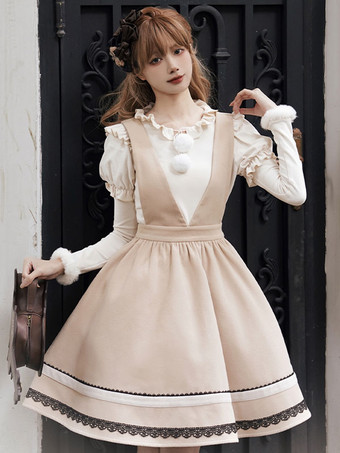 アカデミックロリータ衣装ライトブラウンリボン長袖ドレスオーバーコート