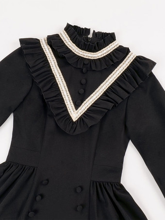 Olivia Op Pudgyのオリジナルデザインの秋冬用ゴシックエレガント長袖ドレス